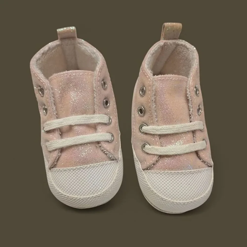 Baby Deer Pink Glitter High Tops Soft Sole Shoes size 2 New without Box